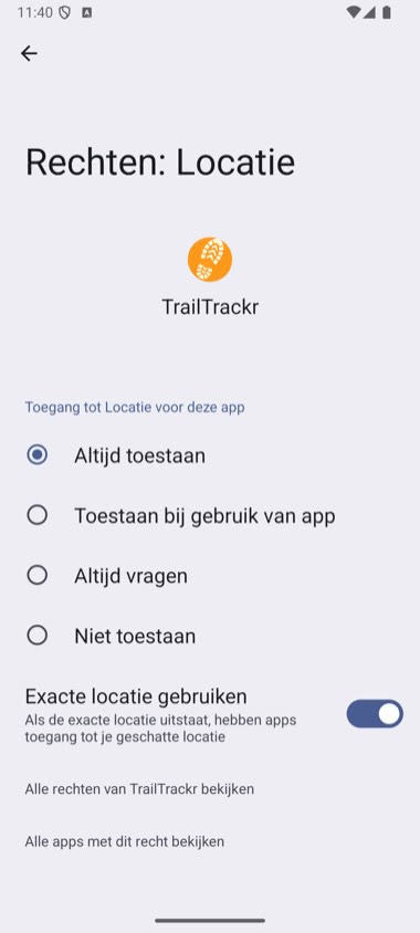 Altijd toestaan