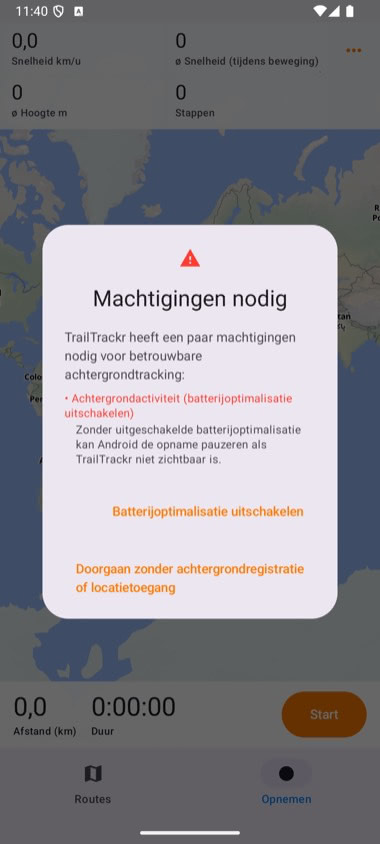 Machtigingen nodig