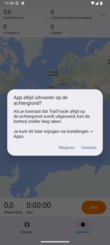 App op de achtergrond laten draaien